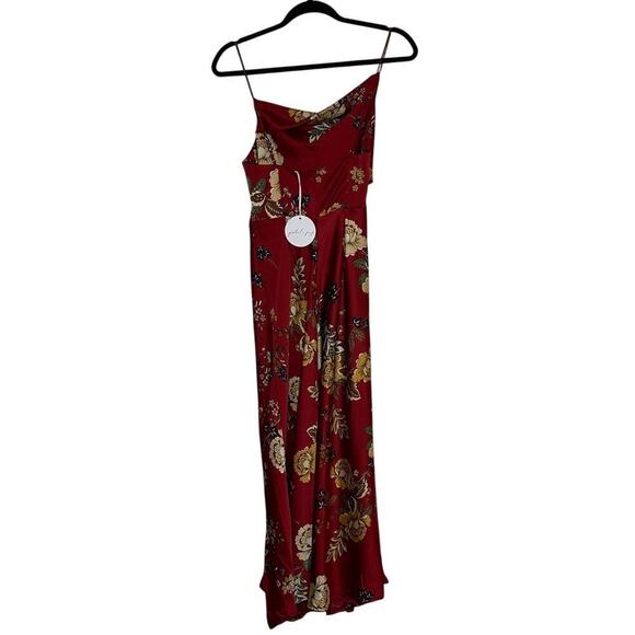 NWT Petal and Pup Floral Satin Doriah Midi Dress Women's Wine Size US 4 - Picture 3 of 7